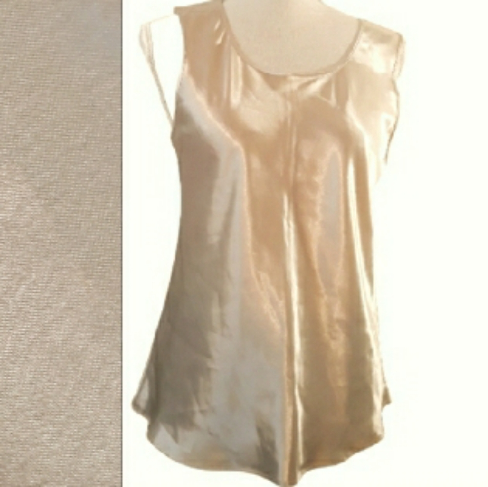 Vintage Farr West Satin Camisole Top - Size Medium Metallic/Gold Tank Top